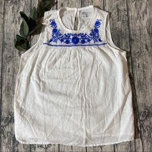 J. Crew Factory Floral Embroidered Tank Top Sz 6